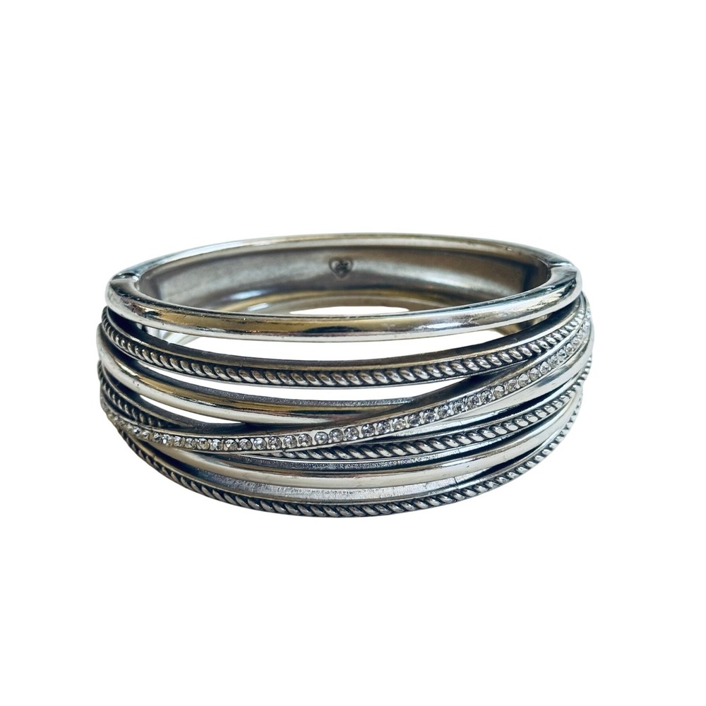 Brighton Neptunes Rings Bangle Bracelet Swarovski Crystal Silver Plated Wide - Picture 5 of 7